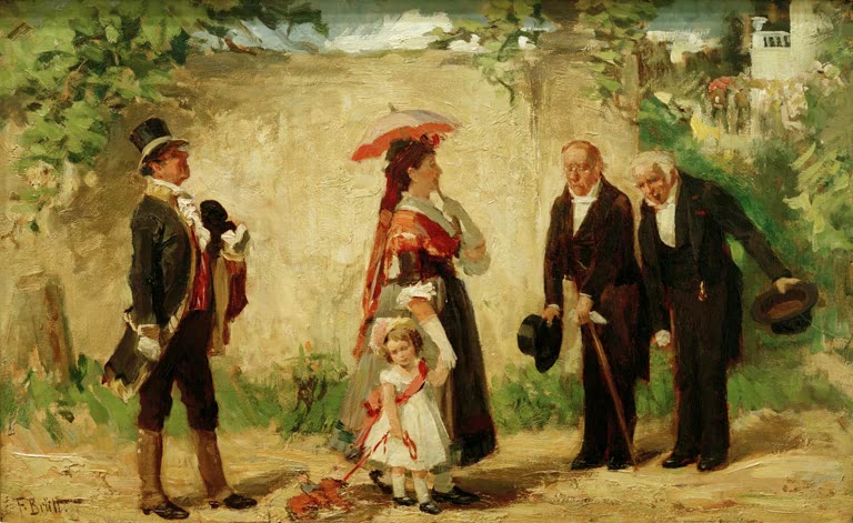 Studie zu „Des Landes Hoffnung“ – Ferdinand Brütt, Realismus, Vorstudie mit Figuren, deutsche Malerei des 19. Jahrhunderts