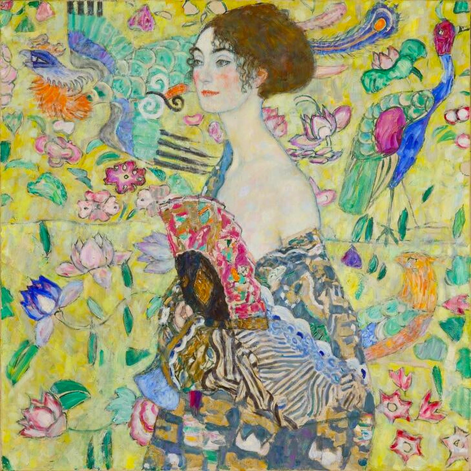 Gustav Klimts „Dame mit Fächer“ als edler Kunstdruck: Eleganz, brillante Farben und Jugendstil-Ästhetik für Ihr Zuhause. Jetzt online bestellen und inspirieren lassen!
