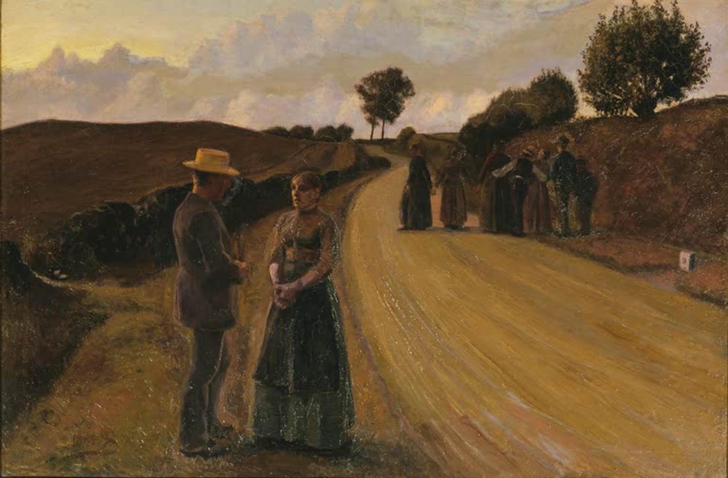 Kunstdruck Abendliches Treffen auf einer Straße von Fritz Syberg