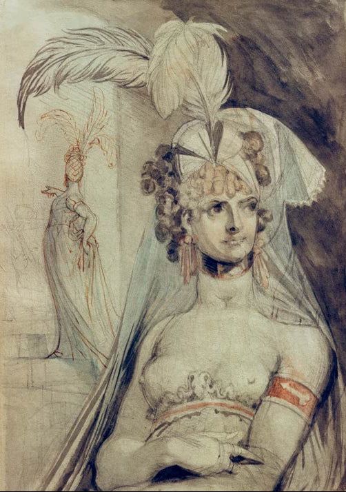 Kurtisane mit Federschmuck | Johann Heinrich Füssli