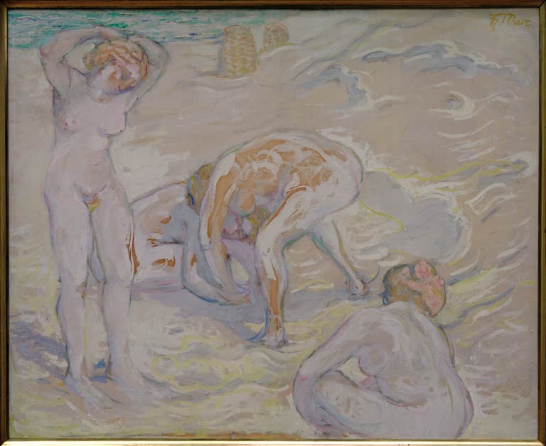 Aktkomposition I (Vier badende Frauen am Strand) | Franz Marc