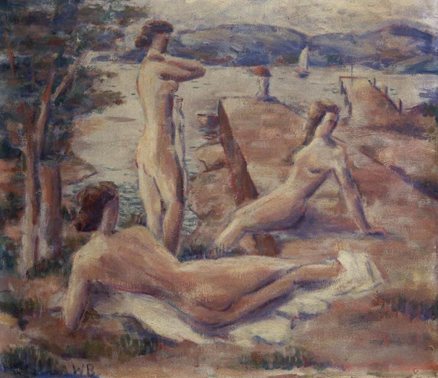 Willi Baumeister "Badende" – abstrahierte Figurenkomposition der klassischen Moderne.