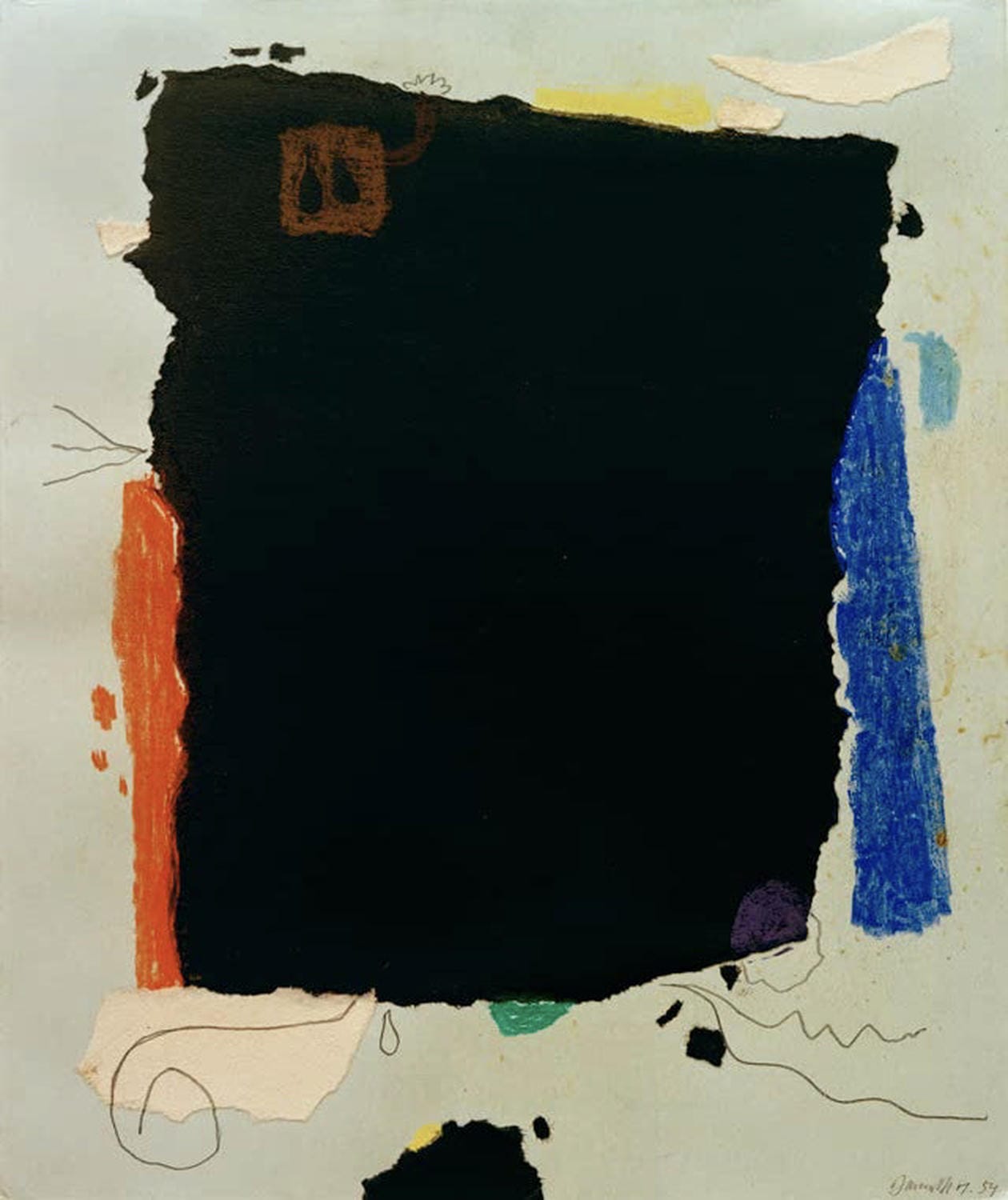 "Montaru VII" von Willi Baumeister – abstrakte Komposition mit organischen Linien und dynamischen Farbflächen.