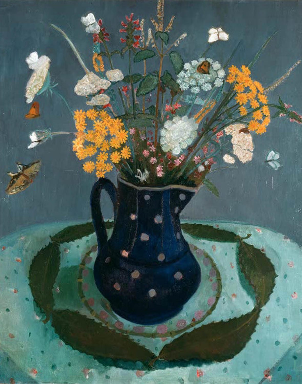 Kunstdruck „Blumenstrauß“ von Paula Modersohn-Becker – gelbe Blumen in blauer Vase, Stillleben der Klassischen Moderne
