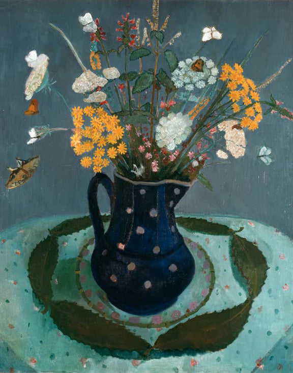 Kunstdruck „Blumenstrauß“ von Paula Modersohn-Becker – gelbe Blumen in blauer Vase, Stillleben der Klassischen Moderne
