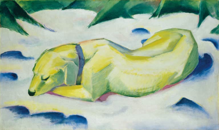 Liegender Hund im Schnee | Franz Marc