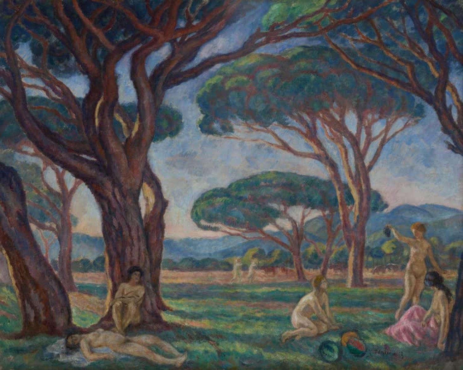 Józef Pankiewicz Kunstdruck „Landschaft aus der Provence mit idyllischen Szenen“