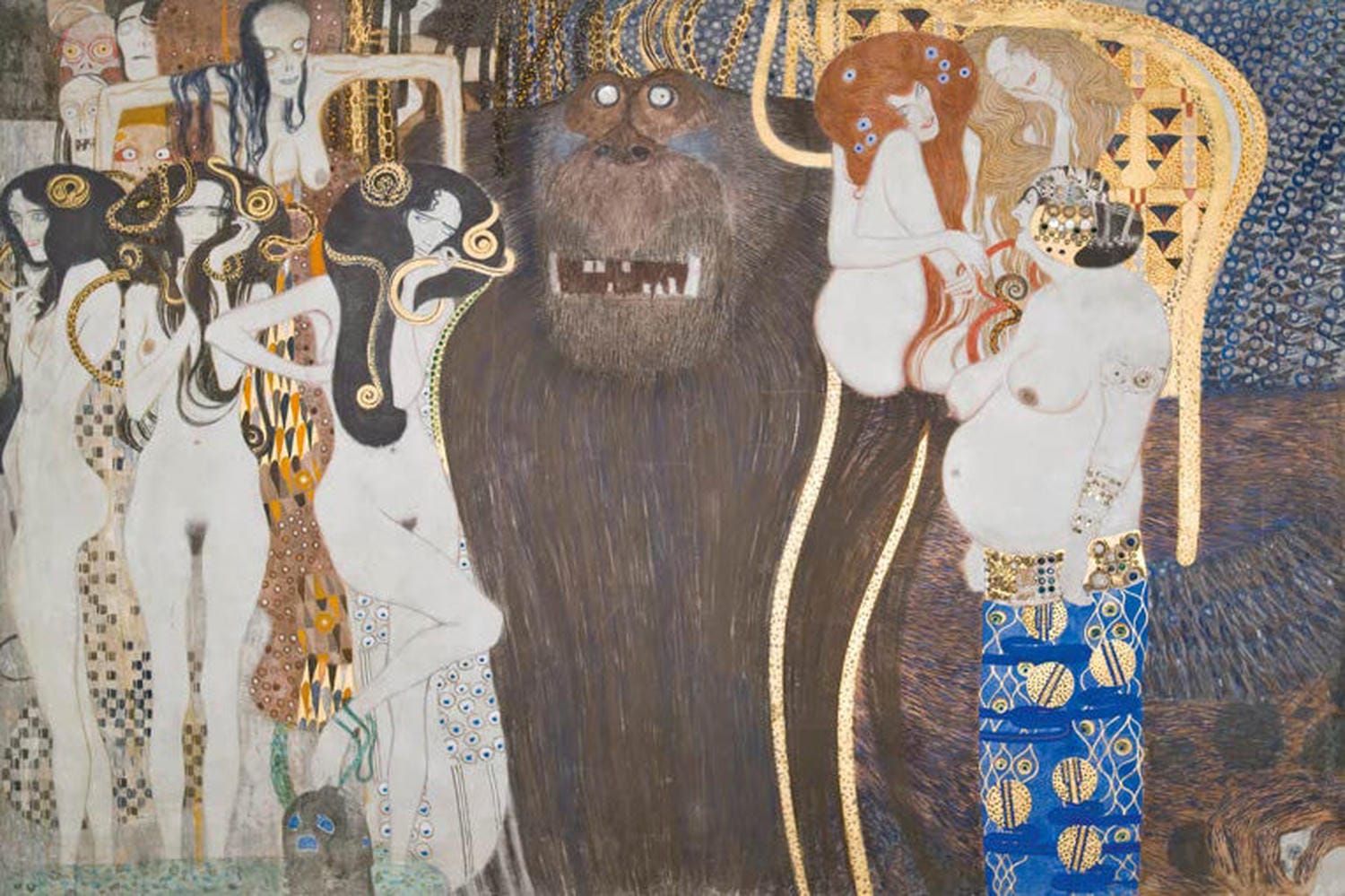 Kunstdruck Beethovenfries Die feindlichen Gewalten von Gustav Klimt