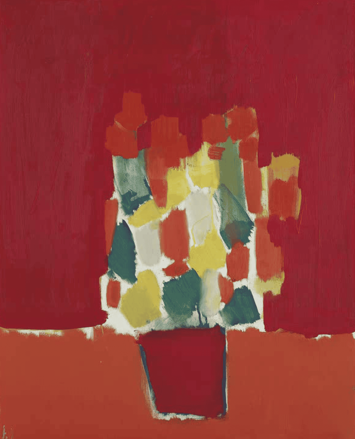 Fleurs rouges von Nicolas de Staël – abstrakter Kunstdruck mit roten Blumen und kräftigen Farbflächen
