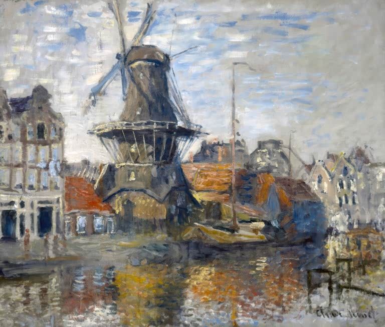 Die Windmühle an der Onbekende Gracht, Amsterdam | Claude Monet