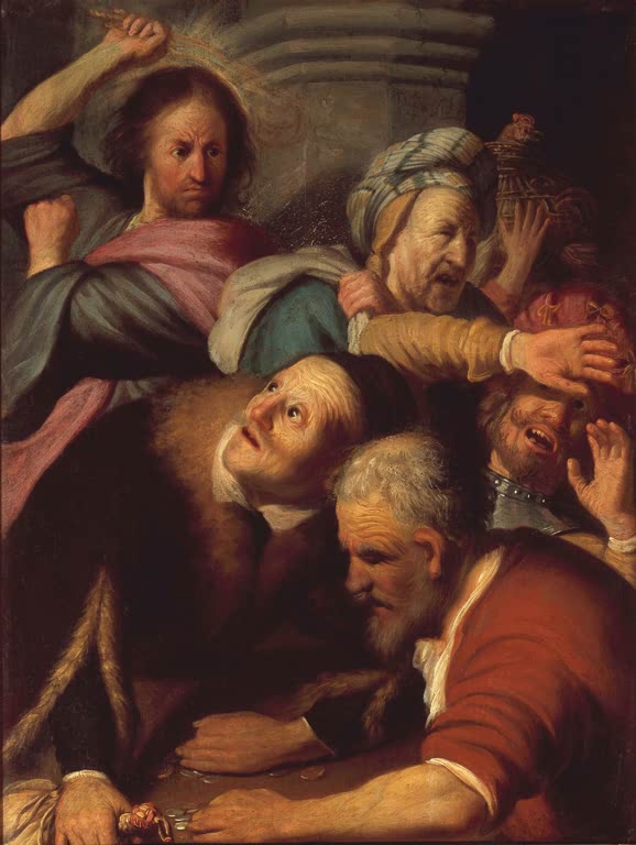 Jesus treibt die Wechsler aus dem Tempel | Rembrandt van Rijn