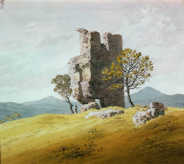 „Turmruine“ von Caspar David Friedrich – romantische Landschaft mit verwitterter Turmruine und stimmungsvoller Natur.
