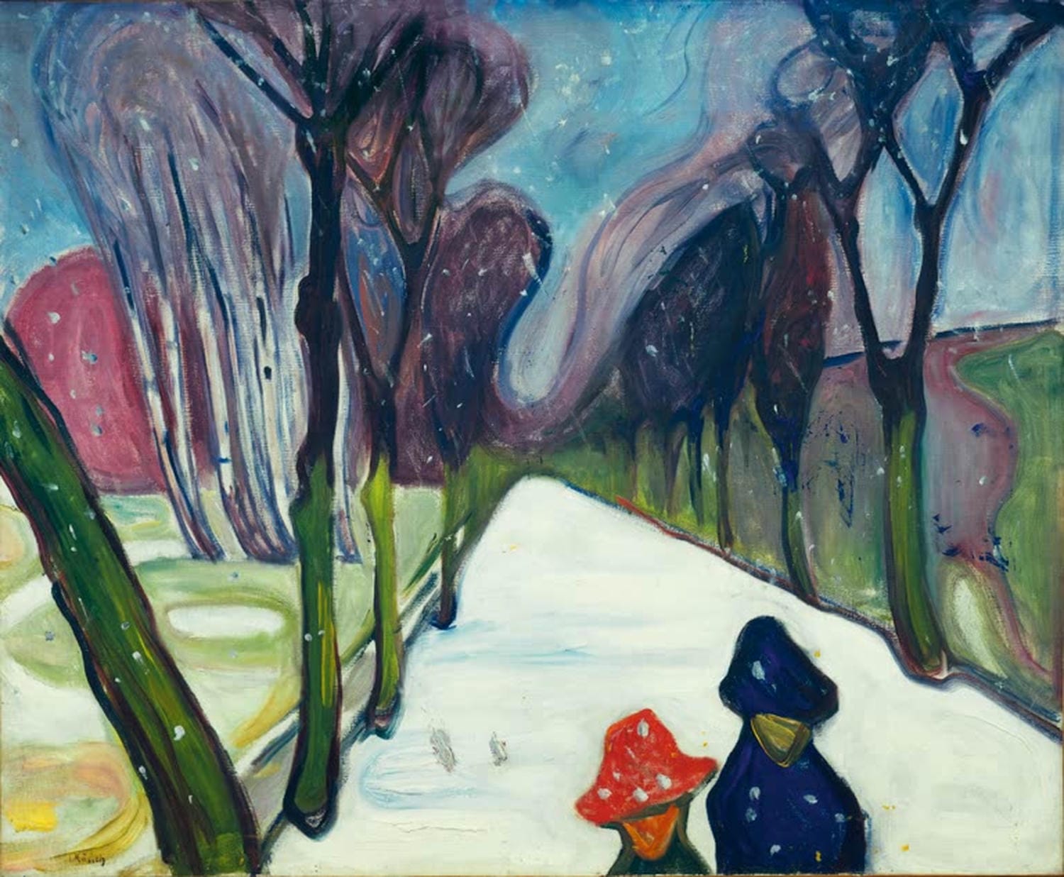Kunstdruck Allee im Schneegestöber von Edvard Munch