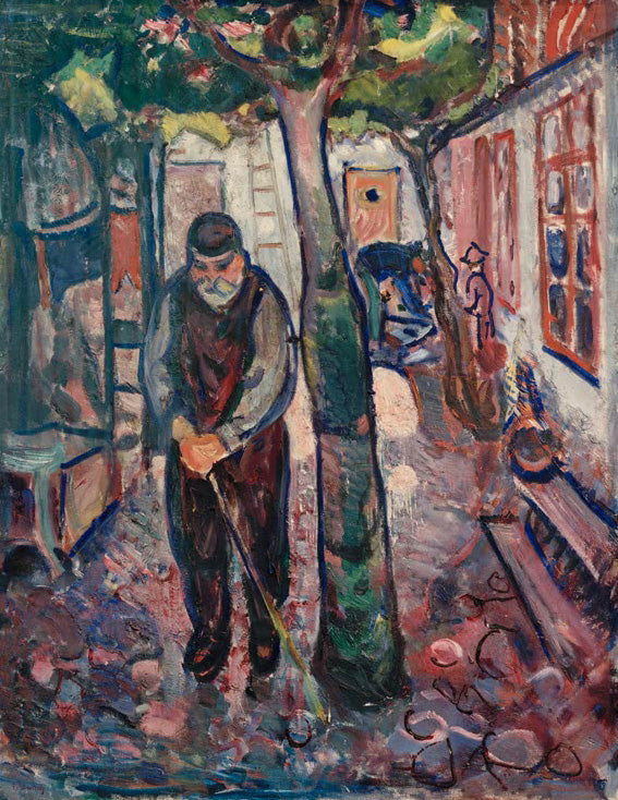 Alter Mann in Warnemünde von Edvard Munch, expressionistisches Porträt eines alten Mannes an der Küste