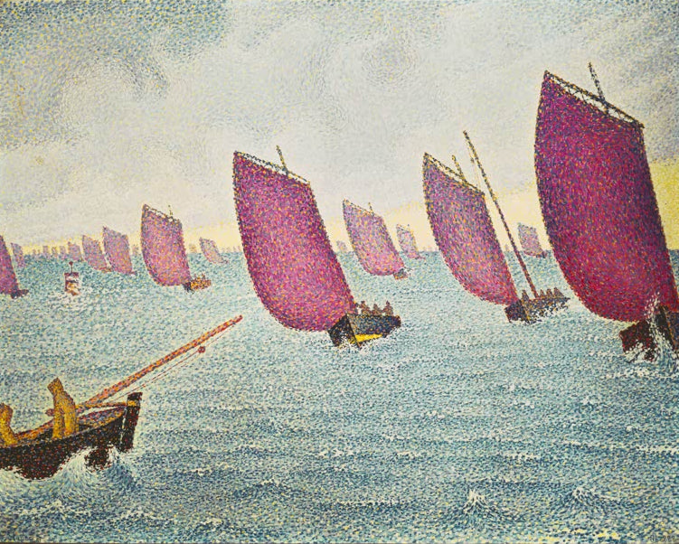 „Finale oder Die Brise“ von Paul Signac – farbenfrohe maritime Landschaft mit Segelbooten, Meer und bewegter Brise.