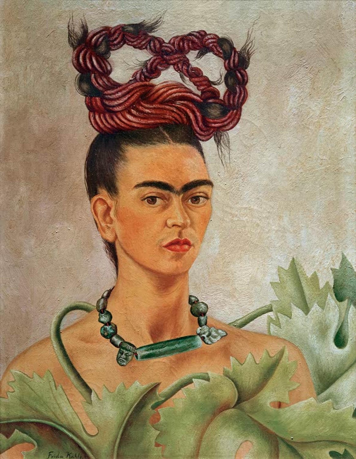 Selbstbildnis mit Zopf von Frida Kahlo als Kunstdruck