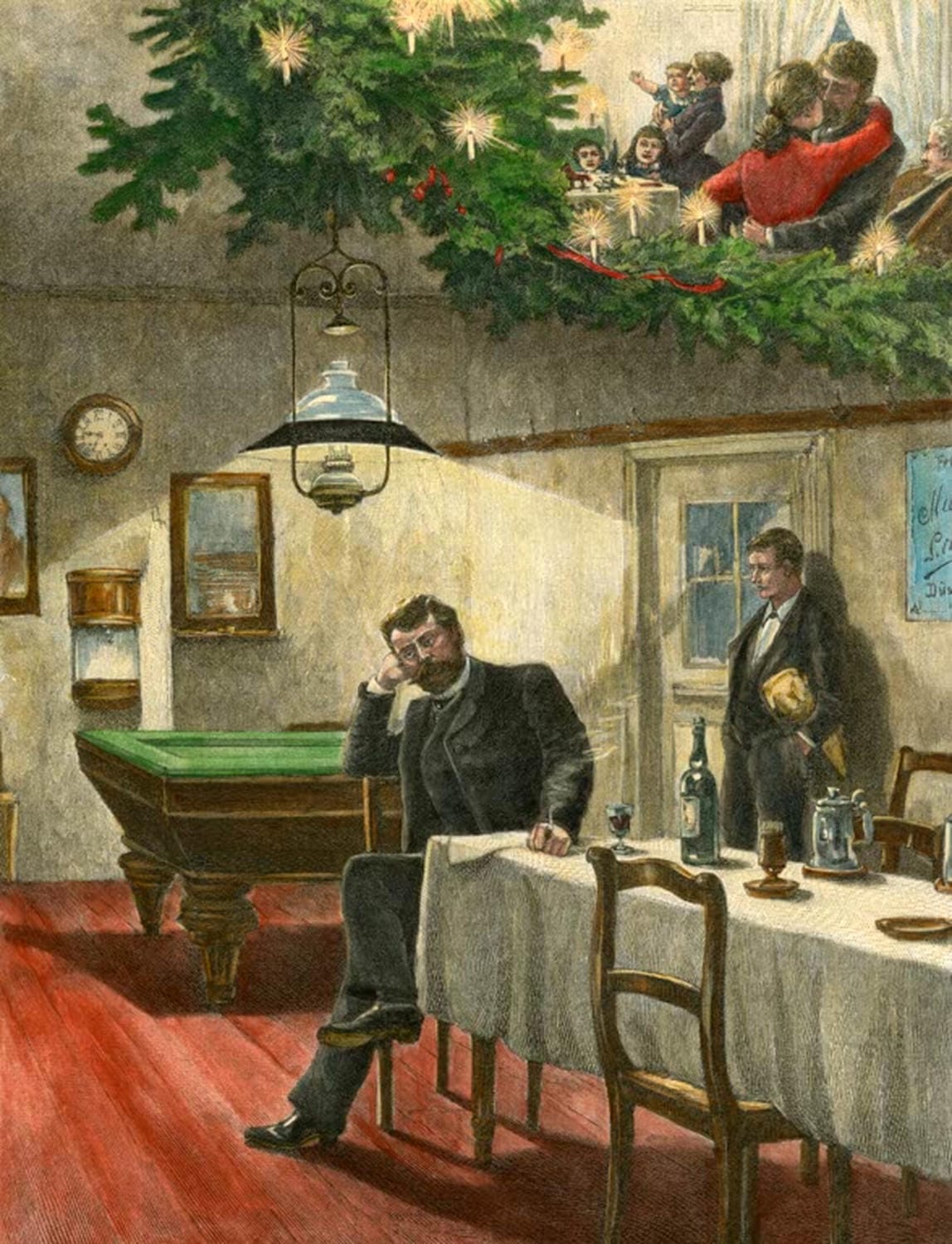 Weihnachten des Junggesellen | Holzstich nach Willy Stöwer