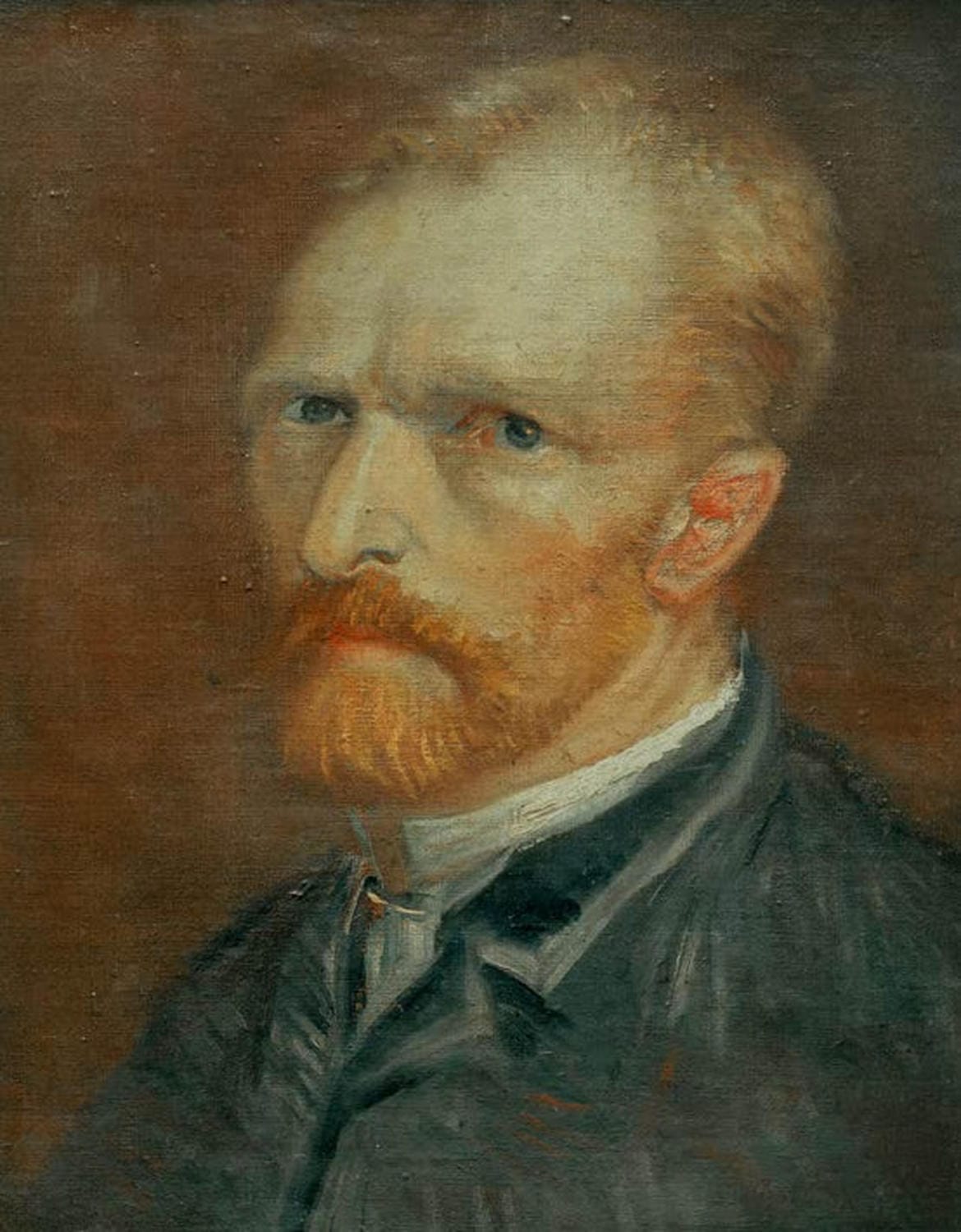 Kunstdruck des Selbstbildnisses von Vincent van Gogh mit charakteristischem Gesichtsausdruck und lebendigen Pinselstrichen
