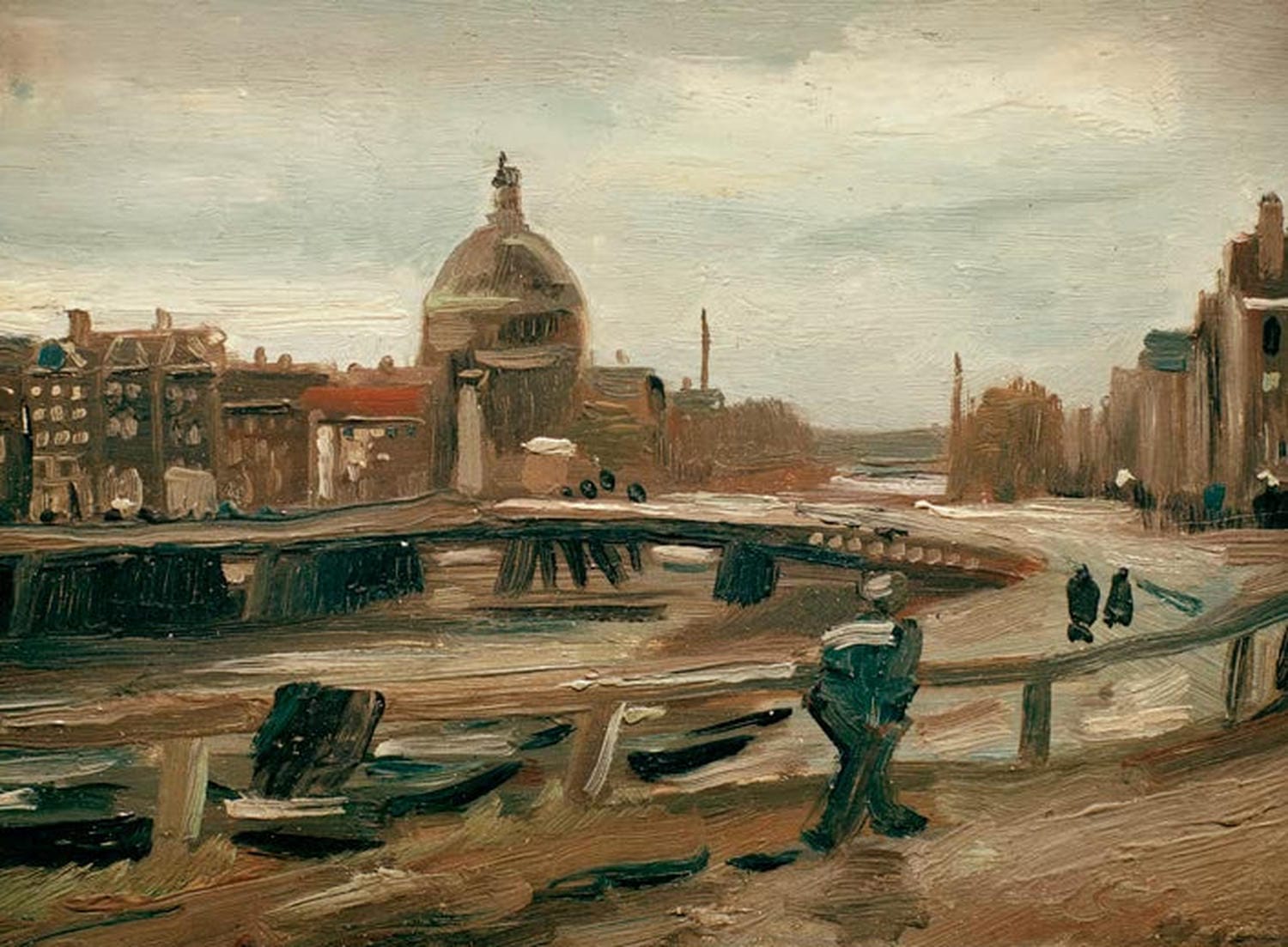„De Singel in Amsterdam“ von Vincent van Gogh – postimpressionistische Stadtansicht mit Kanal, lebendigen Farben und expressiver Pinselführung.