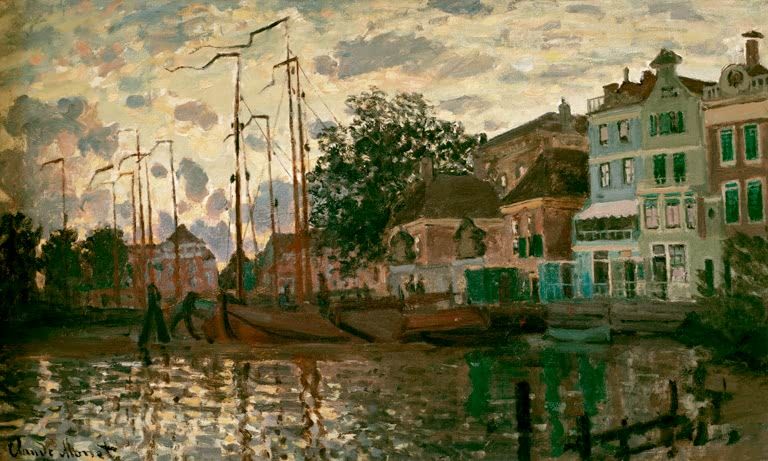 Der Dam in Zaandam am Abend | Claude Monet