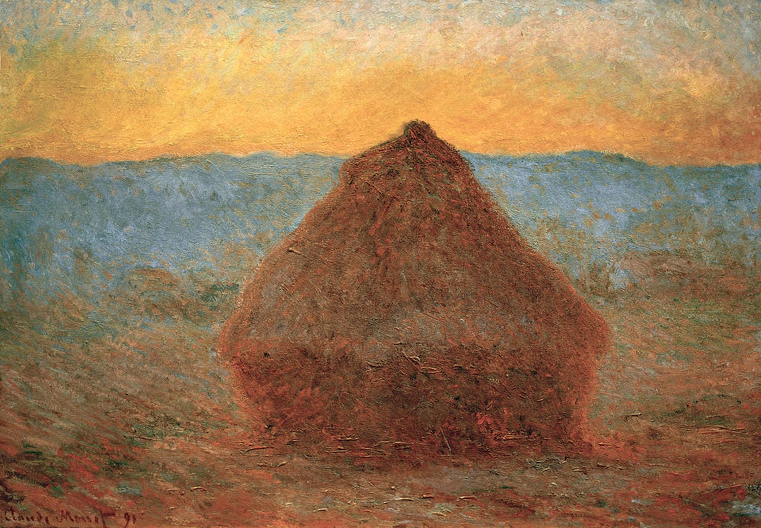 Heuschober, Umgebung von Giverny von Claude Monet: Impressionistisches Gemälde eines Heuschobers in der ländlichen Landschaft von Giverny, mit sanften Lichtreflexionen und natürlichen Farben, die die Ruhe der Natur widerspiegeln.