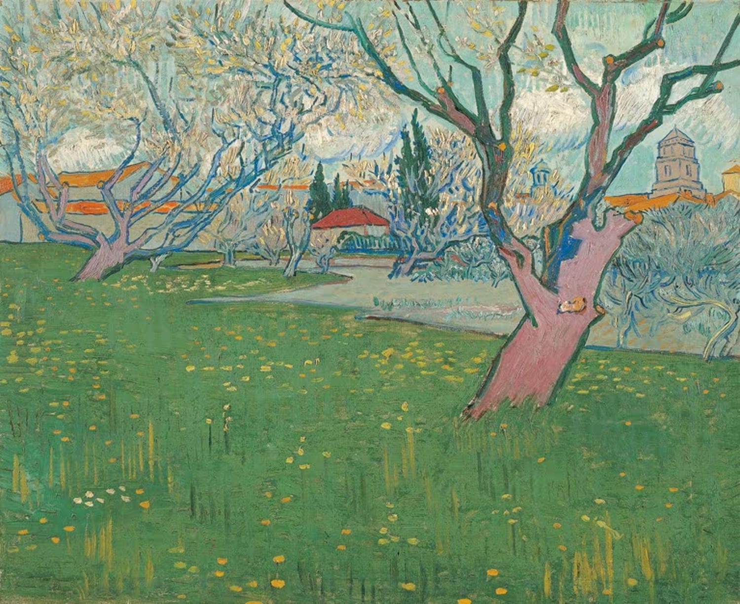 Blühender Obstgarten mit Blick auf Arles | Vincent Van Gogh