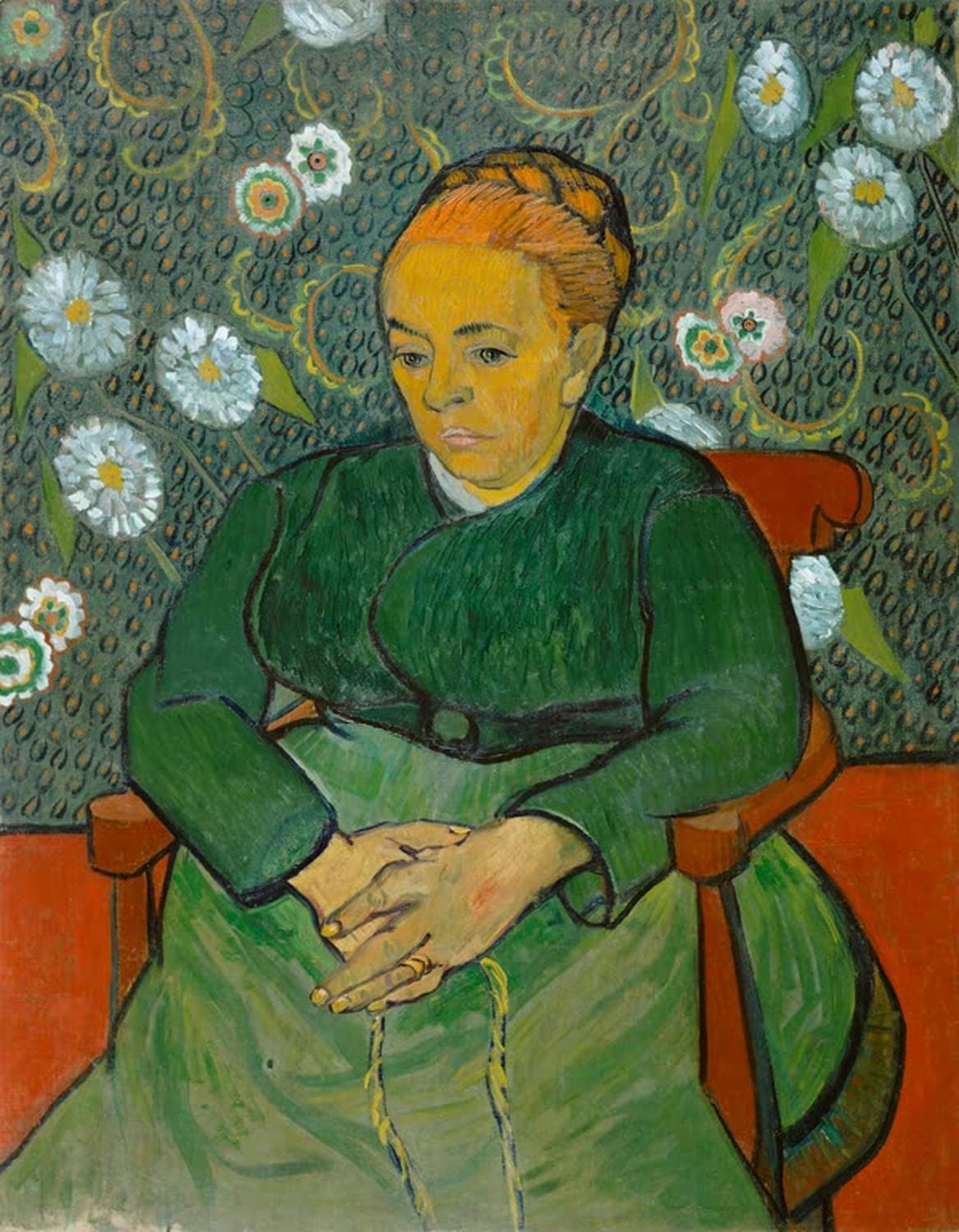 Kunstdruck des Porträts von Madame Roulin von Vincent van Gogh in lebendigen Farben mit typischen Pinselstrichen
