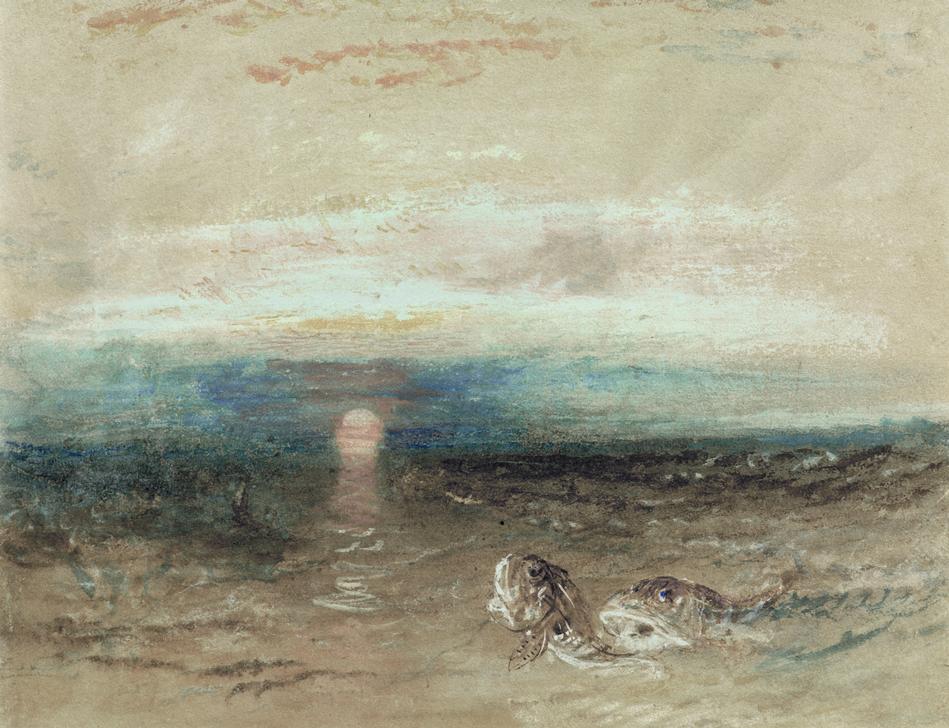 Turners „Sonnenuntergang über dem Meer mit Knurrhähnen“ als hochwertiger Kunstdruck – ein atmosphärisches Meisterwerk zwischen Licht, Natur und Emotion. Jetzt entdecken!