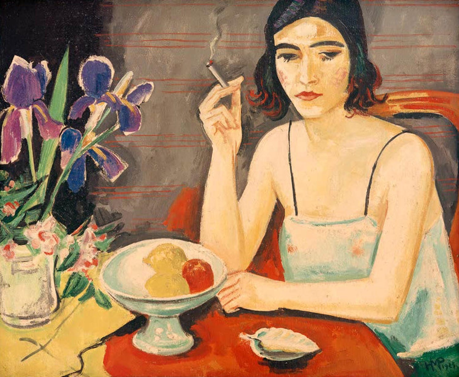 Max Pechstein, „Modellpause“, expressionistisches Gemälde einer entspannten Figur im Atelier.