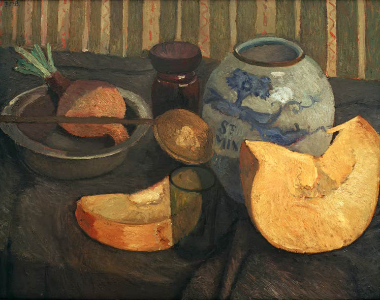 Gemälde Stilleben Kürbis von Paula Modersohn-Becker, expressionistisches Stillleben mit Kürbis