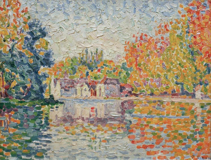 „Die Seine bei Samois“ von Paul Signac – farbenfrohe neoimpressionistische Flusslandschaft mit der Seine.
