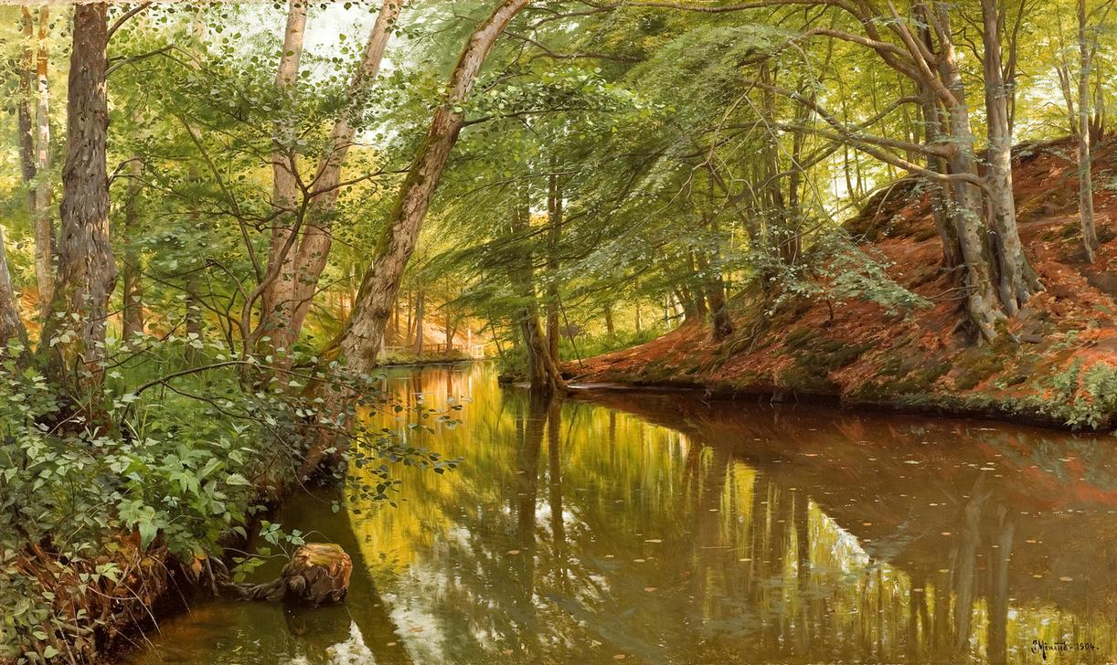 Peder Mønsteds „Frühlingstag am Waldbach“ als hochwertiger Kunstdruck – detailreiche Naturmalerei voller Licht, Klarheit und poetischer Frische. Jetzt entdecken!