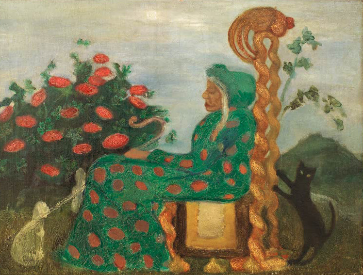 Kunstdruck „Die Märchendrude“ von Paula Modersohn-Becker, geheimnisvolles Portrait einer Frau in warmen, erdigen Farben
