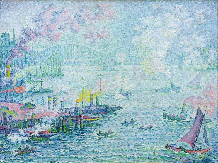 „Hafen von Rotterdam“ von Paul Signac – farbenfrohe neoimpressionistische Hafenszene mit Schiffen, Wasser und Hafenanlagen.