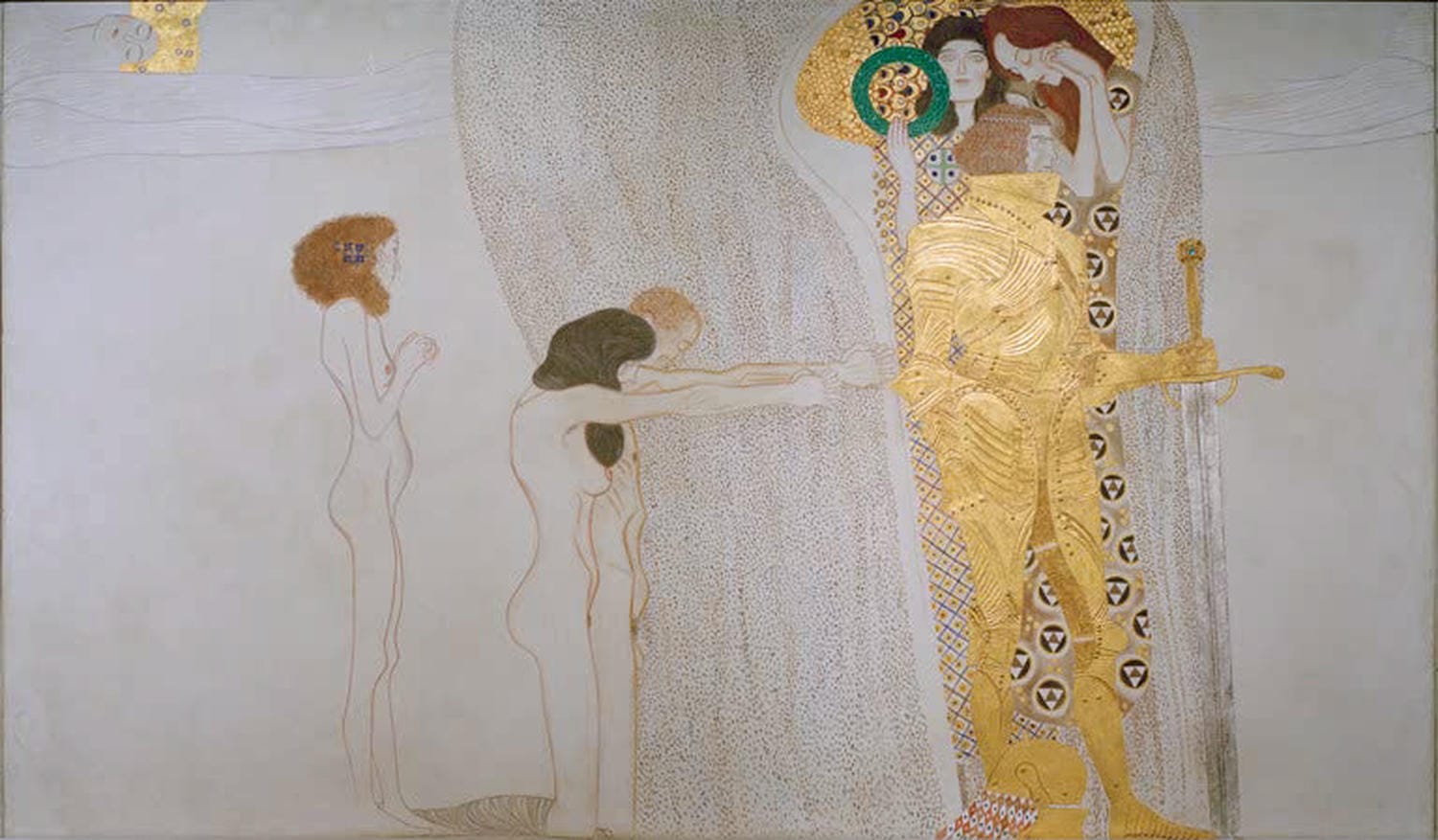 Beethovenfries Ausschnitt aus: Sehnsucht nach Glück | Gustav Klimt
