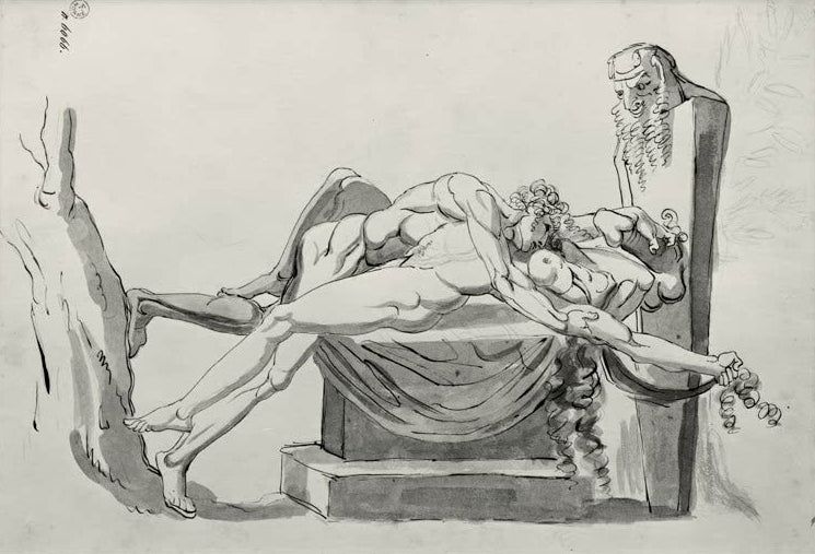 Symplegma auf einem Altar vor einer Herme des Priapos | Johann Heinrich Füssli