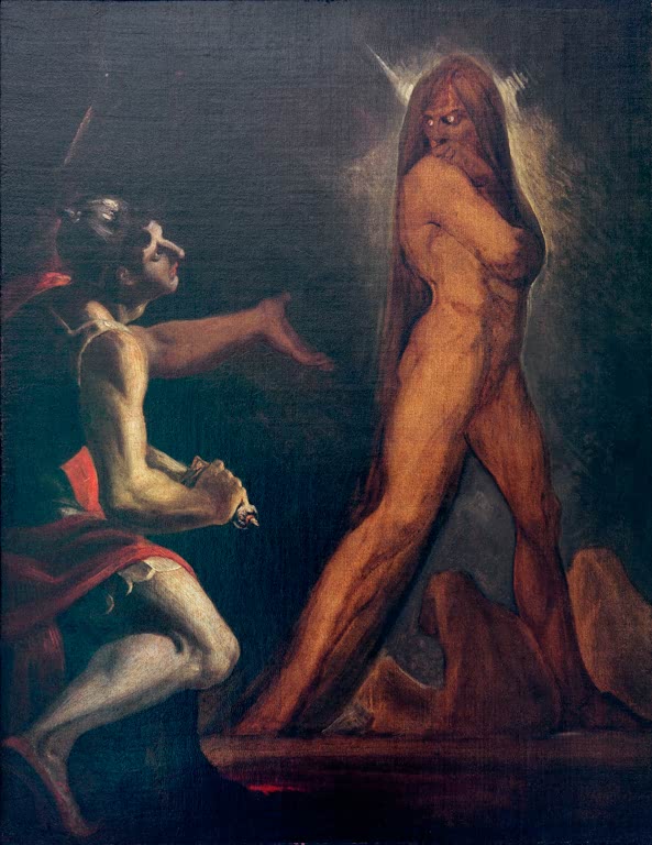 Kunstdruck des Gemäldes Odysseus und Schatten Ajas von Johann Heinrich Füssli