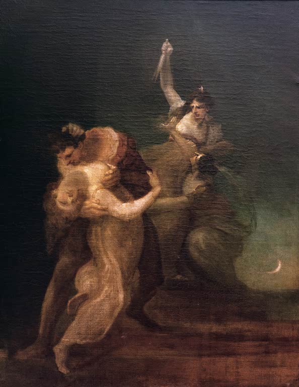 Kunstdruck des Gemäldes Eifersucht von Johann Heinrich Füssli mit dramatischer Szene, dunkler Atmosphäre und expressiver Figurenkomposition.