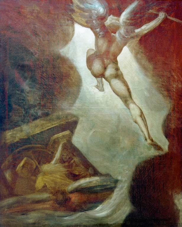 Satan fliegt ohne Antwort auf vom Chaos | Johann Heinrich Füssli