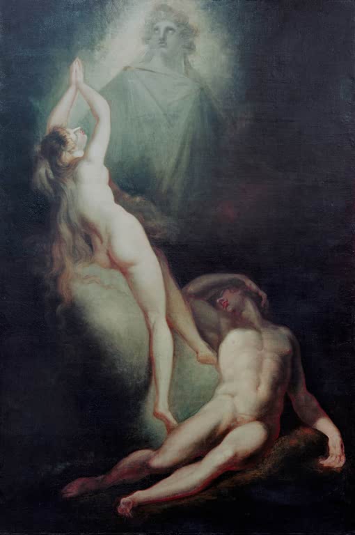 Kunstdruck des Gemäldes Erschaffung der Eva von Johann Heinrich Füssli