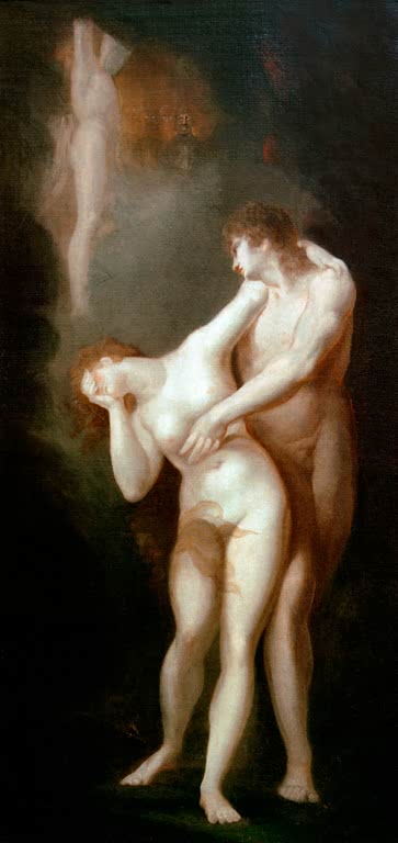 Kunstdruck des Gemäldes Vertreibung aus Paradies von Johann Heinrich Füssli