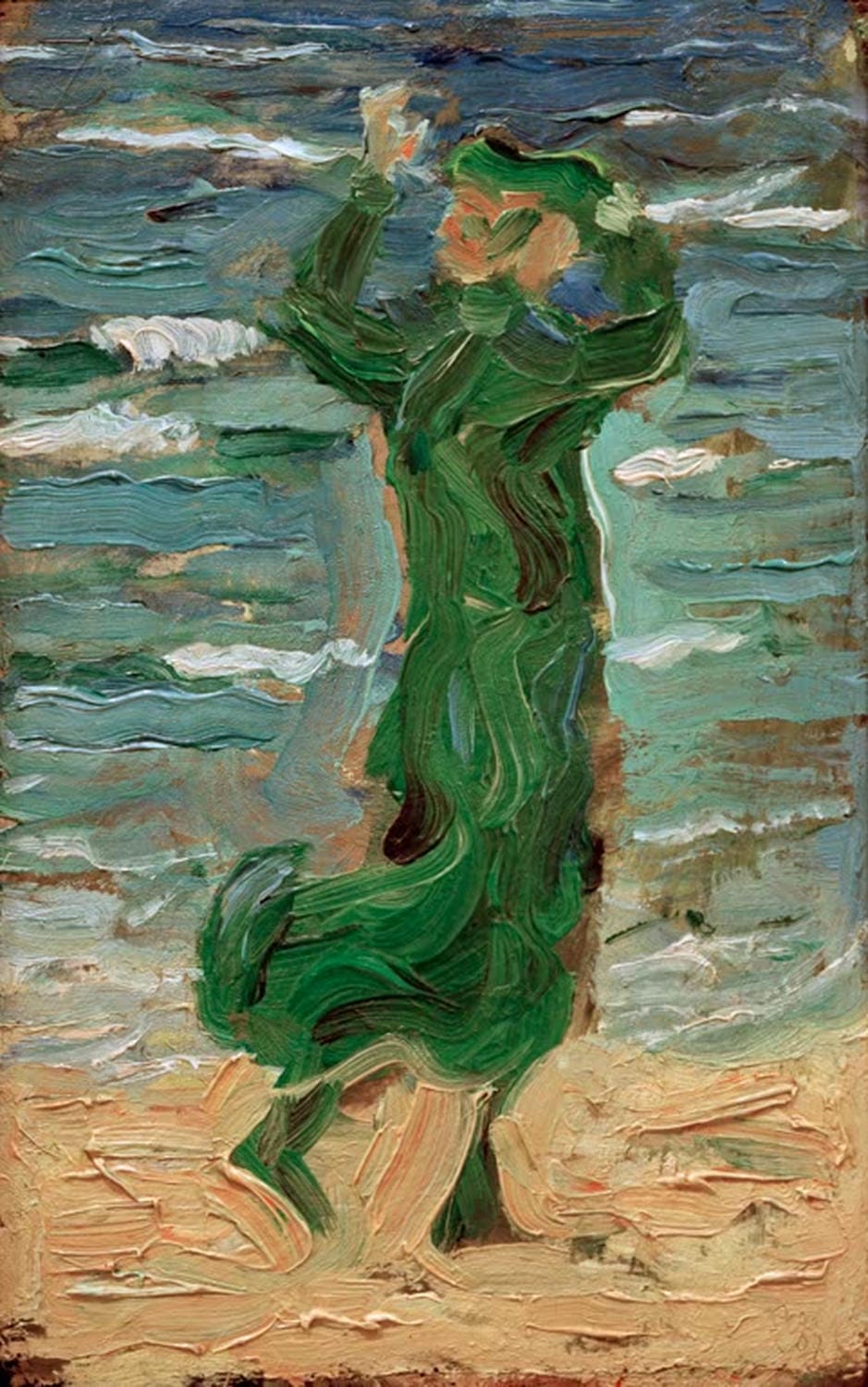 Kunstdruck „Frau im Wind am Meer“ von Franz Marc – stimmungsvolles Porträt am Meer als hochwertiger Kunstdruck, auf Leinwand oder Poster, optional gerahmt, handgefertigt in Deutschland.
