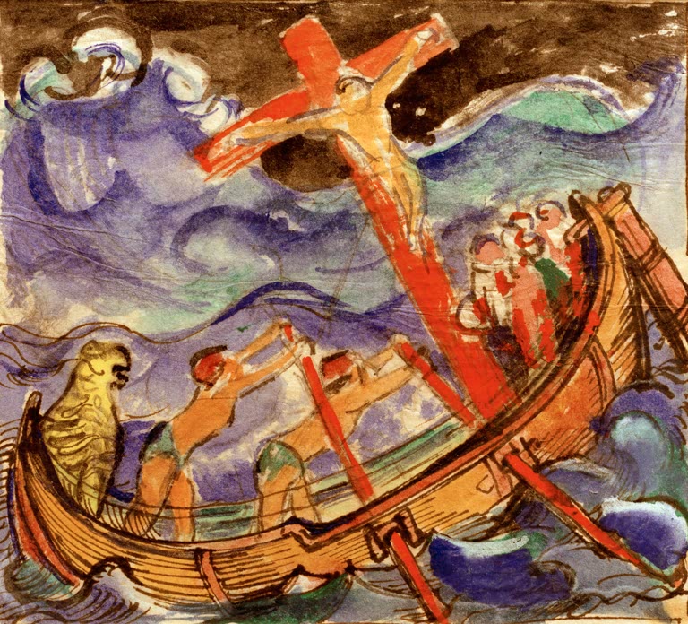 Kunstdruck Kreuzfahrende im Sturm 1913 Aquarell von Franz Marc als hochwertiger Kunstprint