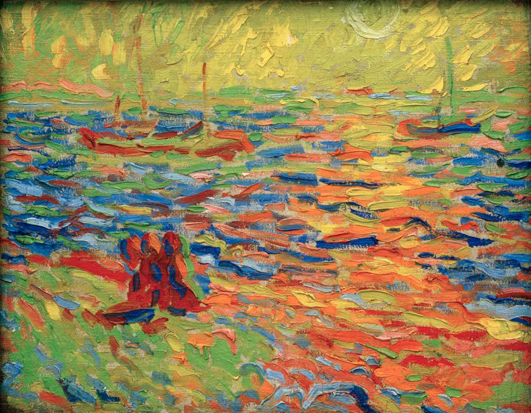Max Pechstein, „Flusslandschaft“, expressionistisches Gemälde eines fließenden Flusses in lebendigen Farben.