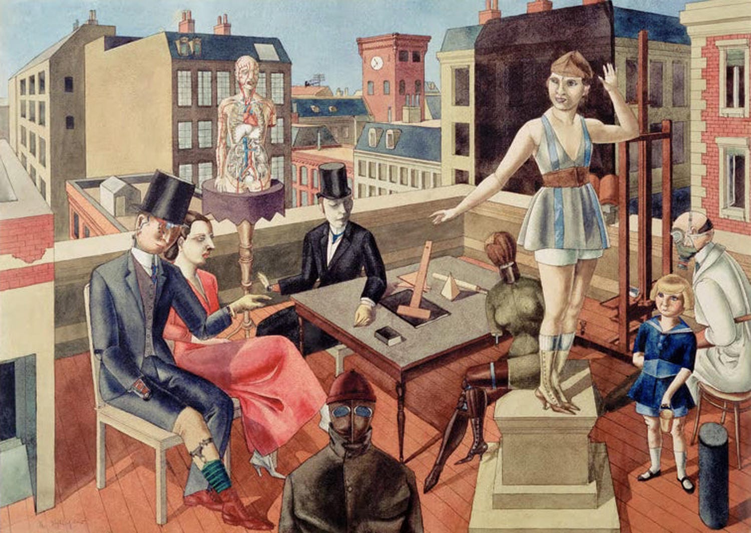 "Dachatelier" von Rudolf Schlichter – Atelierdarstellung im Stil der Neuen Sachlichkeit.