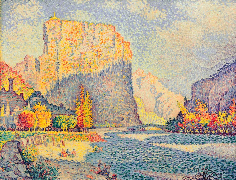 „Castellane“ von Paul Signac – farbenfrohe Landschaft rund um Castellane in neoimpressionistischer Malweise.