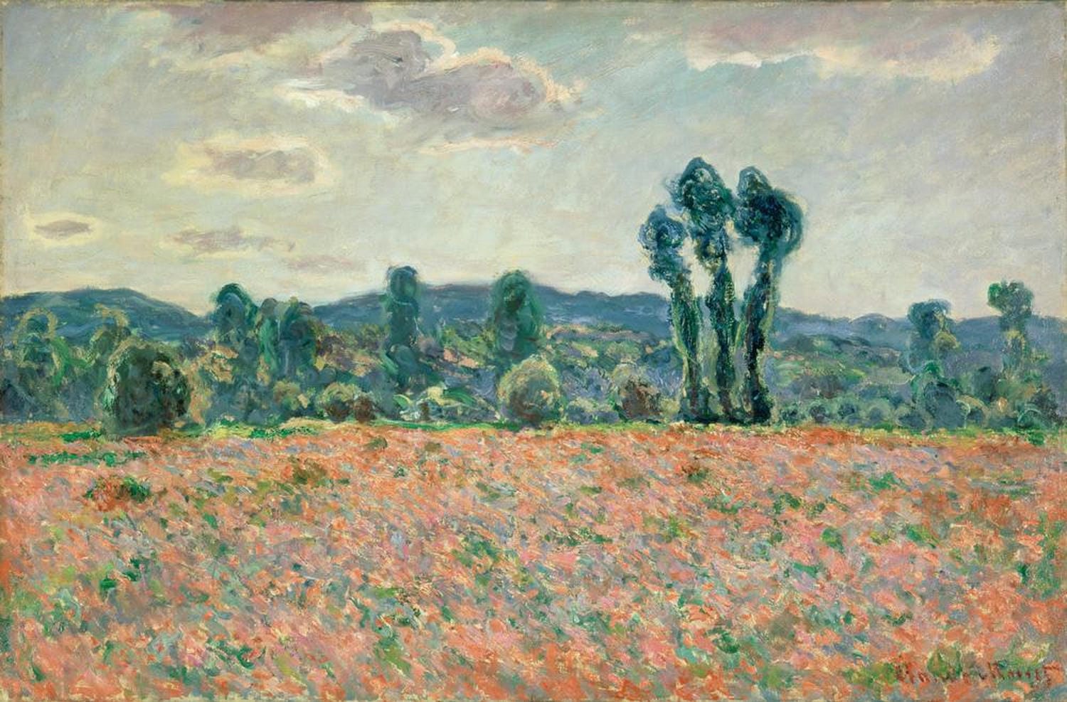 Impressionistische Landschaft mit rotem Mohnfeld  – „Mohnfeld“ von Claude Monet.