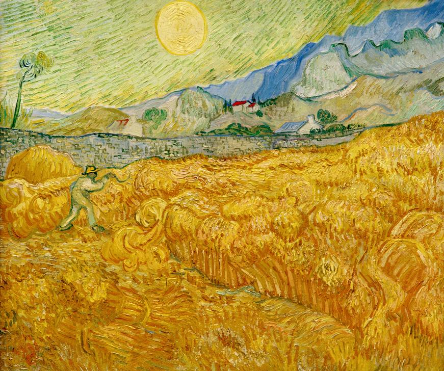 Vincent van Goghs „Die Ernte (Kornfeld mit Schnitter)“ als hochwertiger Kunstdruck – ein ausdrucksstarkes Meisterwerk voller Farbe, Bewegung und ländlicher Poesie. Jetzt entdecken!