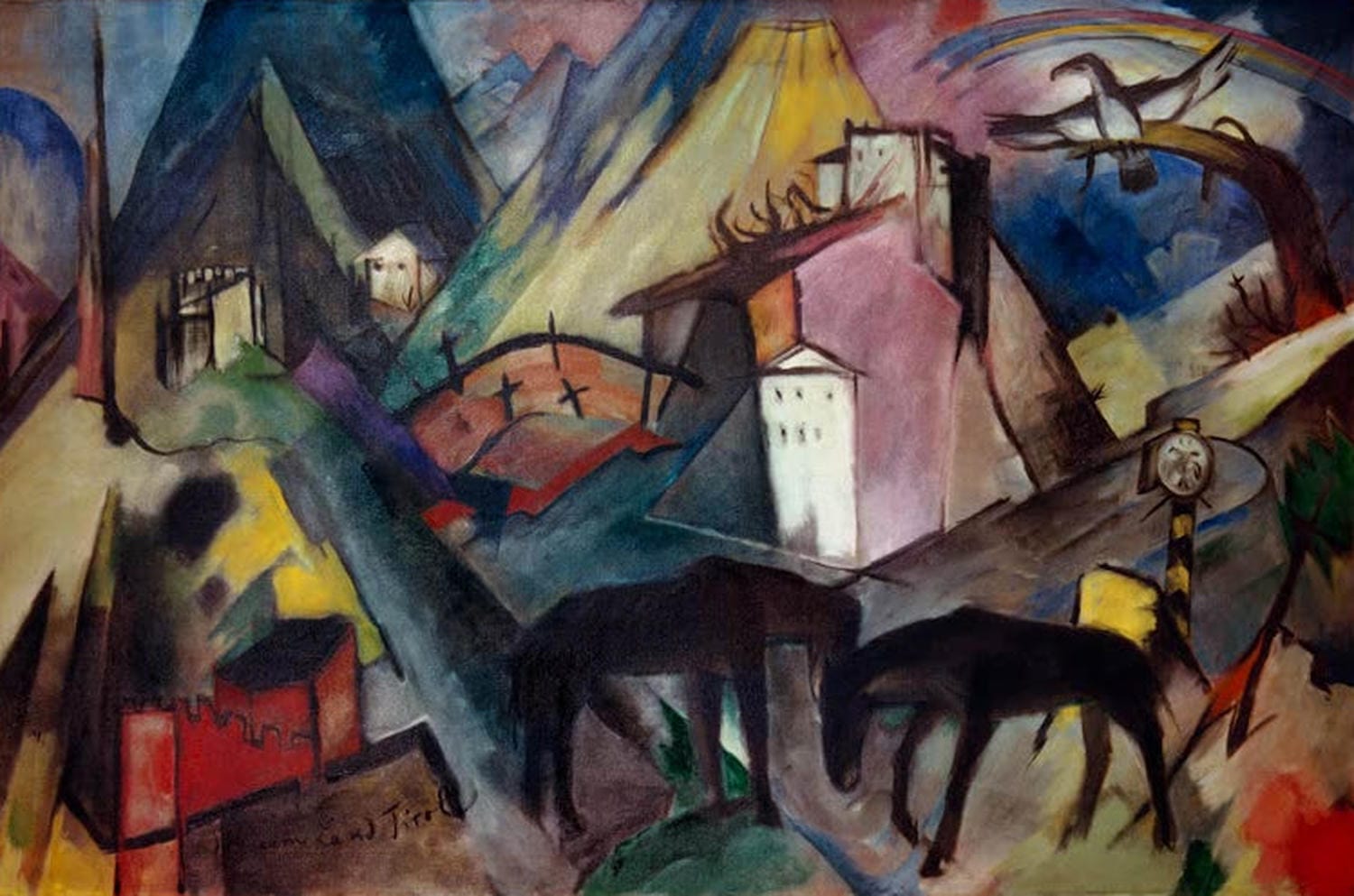 Kunstdruck „Das arme Land Tirol“ von Franz Marc – expressionistische Tiroler Landschaft als hochwertiger Kunstdruck, auf Leinwand oder Poster, optional gerahmt, handgefertigt in Deutschland.