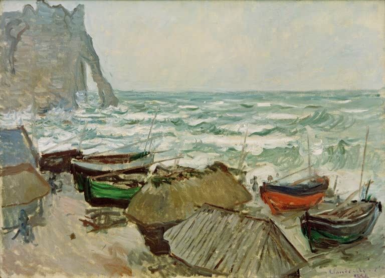 Fischerboote am Strand Etretat | Claude Monet